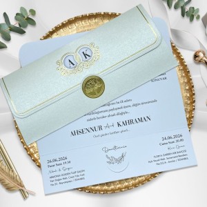 Gri Pencereli Katlamalı Geçme Yeri Mühür Görünümlü Davetiye