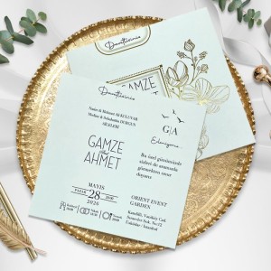 Özel Kesim Pencereli Zarfa Yaldız Süslemeli Düğün Davetiyesi