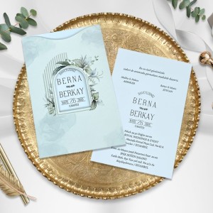 Üstten Kesik Pencereli Çiçekli Zarflı Davetiye Modeli