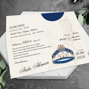 Maşallahlı Sünnet Şapkalı Katlamalı Sünnet Davetiyesi