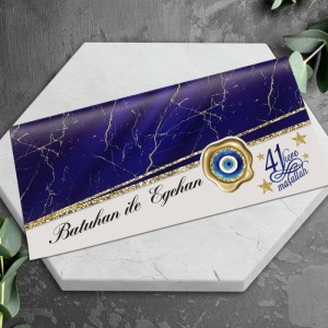 Gece Mavisi 41 Kere Maşallahlı Sünnet Davetiyesi