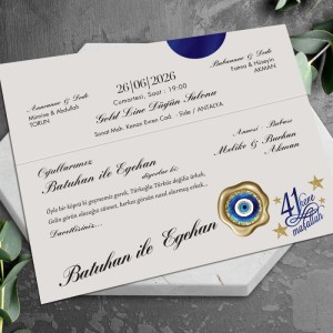 Gece Mavisi 41 Kere Maşallahlı Sünnet Davetiyesi