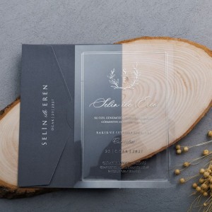 Yatay Üçgen Zarflı Şeffaf Asetat Davetiye