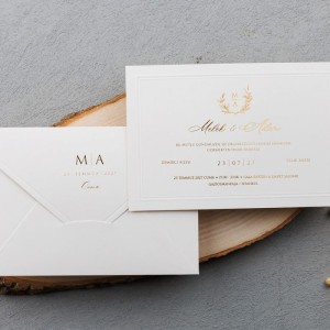 Sade Zarfı İçi Altın Yaldız Baskılı Davetiye