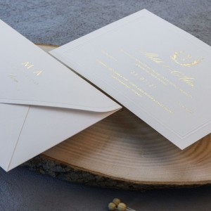 Sade Zarfı İçi Altın Yaldız Baskılı Davetiye