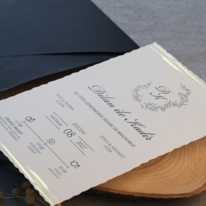 Siyah Üçgen Kapaklı Sade Zarflı Düğün Davetiyesi