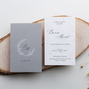 Gri Üstü Açık Dikdörtgen Zarflı Sade Davetiye