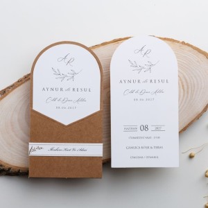 Dışı Kraft Kağıttan Özel Kesim Oval Davetiye