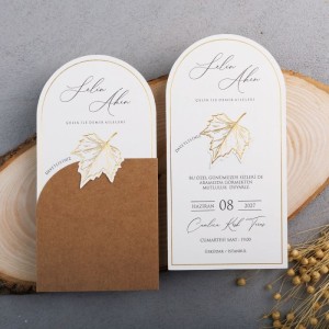Dışı Özel Kesim Kraft Kağıttan Oval Davetiye Tasarımı