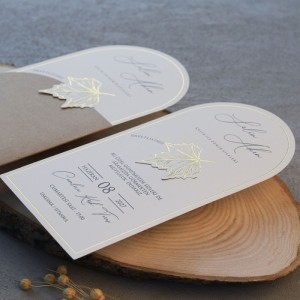 Dışı Özel Kesim Kraft Kağıttan Oval Davetiye Tasarımı