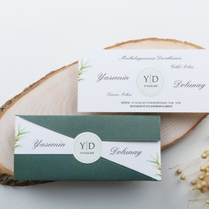 Özel Kesim Katlamalı Zarflı Sade Davetiye