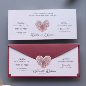 Katlamalı Parmak İzi Kalpli Davetiye