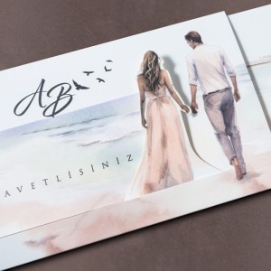 Deniz Manzaralı Kuşlu Hareketli Davetiye Modeli