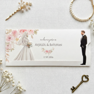 Tesettürlü Gelin Damat Hareketli Davetiye Modeli