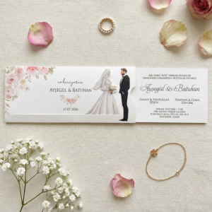 Tesettürlü Gelin Damat Hareketli Davetiye Modeli