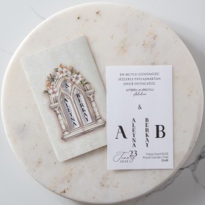 Zarfı Özel Kesim Pencereli Düğün Davetiyesi