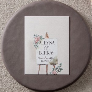 Zarfında Tablo Şövalyesi Tasarımlı Sade Davetiye Modeli