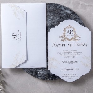 İçi Özel Kesim Fantezi Kağıttan Beyaz Zarflı Davetiye