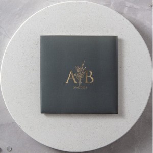 Antrasit Fantazi Kağıda Yaldız Baskılı Sade Düğün Davetiyesi