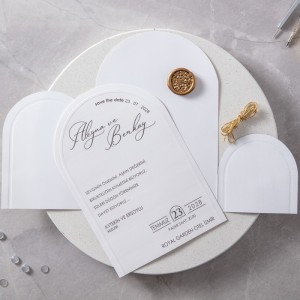 Oval Üçe Katlanan Tasarımlı İpli Mühürlü Özel Davetiye Modeli