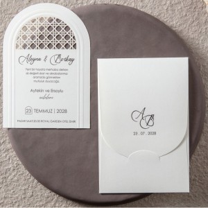İçi Oval Lazer Kesimli Zarfı Oval Kapaklı Davetiye