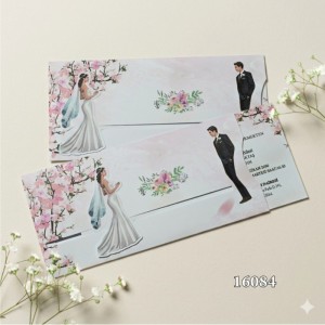 Pembe Zeminli Gelin Damat Hareketli Davetiye Modeli